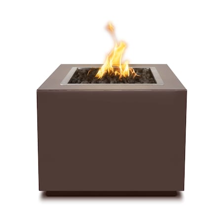 The Outdoor Plus 60 Square Forma Fire Pit, Powder Coated Metal, Java, Low Voltage Electronic Ignition, Natural Gas OPT-60PCSQE12V-JAV-NG